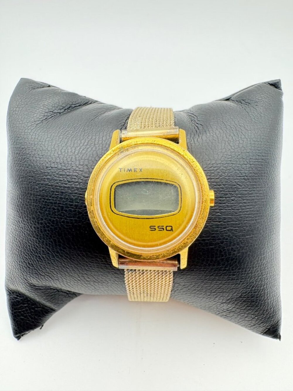 Vintage Timex SSQ Digital LCD Gold Tone Watch JB Champion Mesh Band Parts